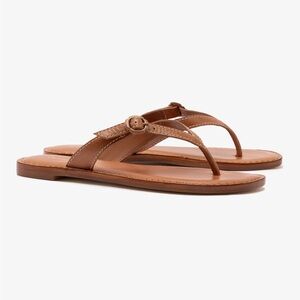 New in Box Larroudé Mary Kate Flat Thong Flip Flop Sandal in Caramel Leather